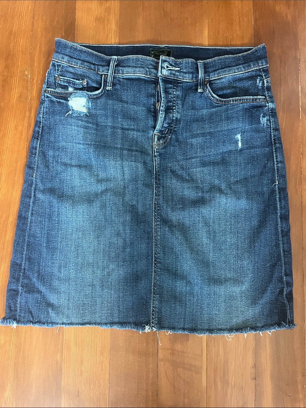 MOTHER Denim Pencil Skirt in Medium Blue